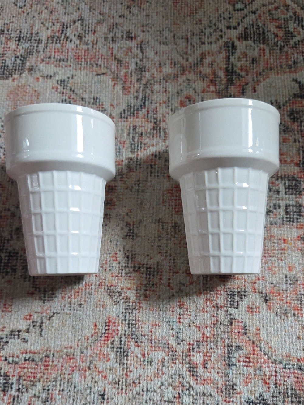 White Ceramic Waffle Cone Shot Glasses - Set of 2
